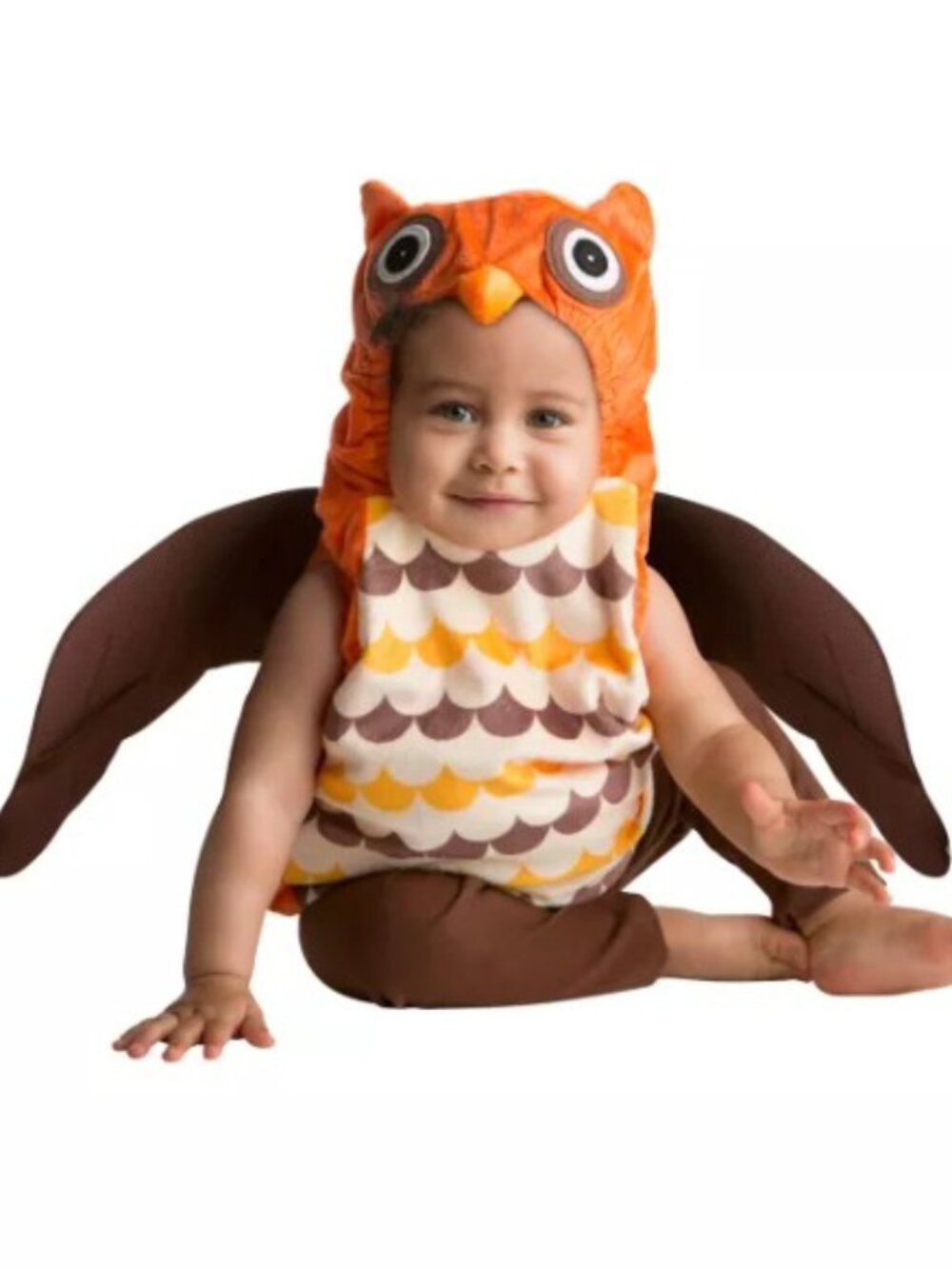 Spirit Halloween Brand Baby Size 0-9 Months Orange & Brown Owl Costume Set